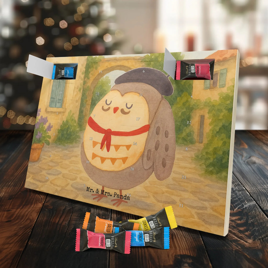 Chocolate advent calendar Owl France Design gift ideas, birthday present, forest animal, bird, nocturnal, illustrated, romantic gift, owl decor, Say beautiful, Life is beautiful, France, Owls, Say French, Owl decoration