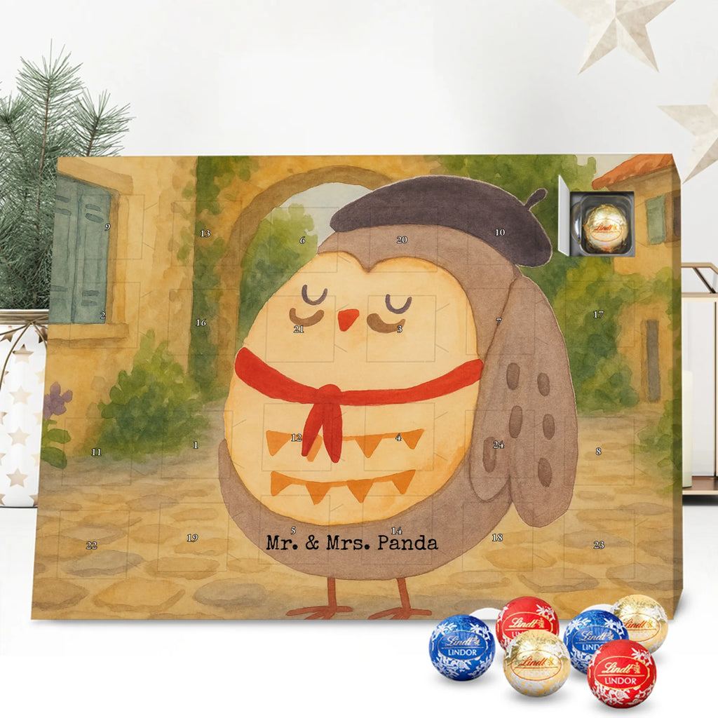 Chocolate advent calendar Owl France Design gift ideas, birthday present, forest animal, bird, nocturnal, illustrated, romantic gift, owl decor, Say beautiful, Life is beautiful, France, Owls, Say French, Owl decoration