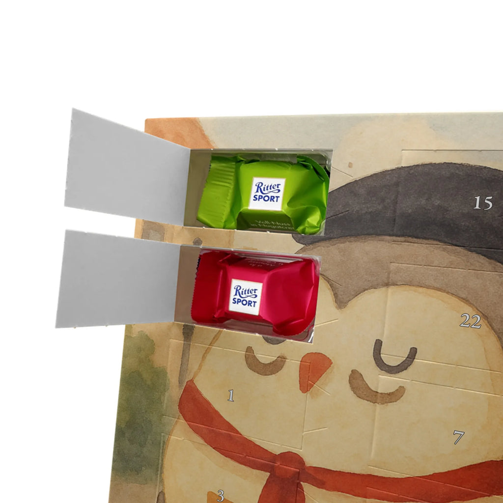 Chocolate advent calendar Owl France Design gift ideas, birthday present, forest animal, bird, nocturnal, illustrated, romantic gift, owl decor, Say beautiful, Life is beautiful, France, Owls, Say French, Owl decoration