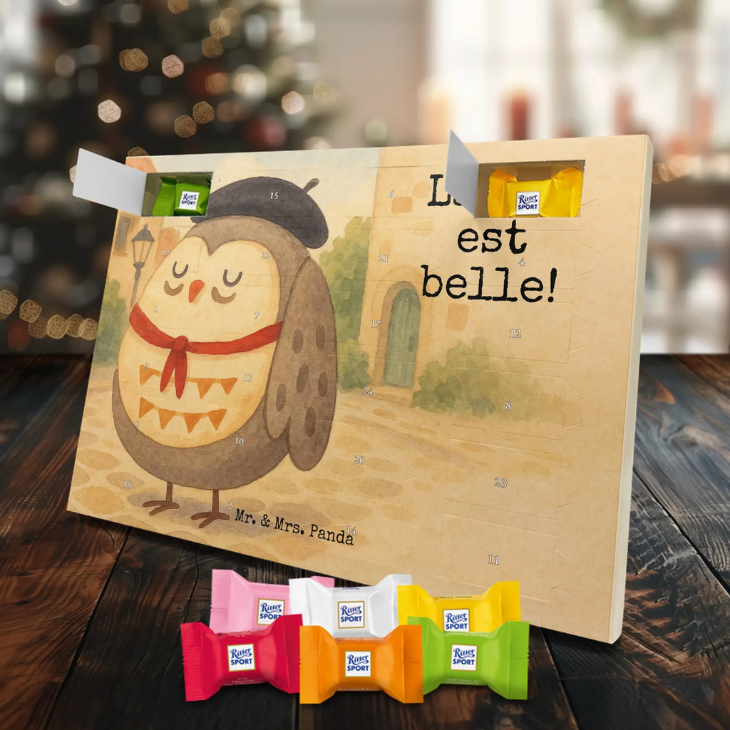 Chocolate advent calendar Owl France Design gift ideas, birthday present, forest animal, bird, nocturnal, illustrated, romantic gift, owl decor, Say beautiful, Life is beautiful, France, Owls, Say French, Owl decoration