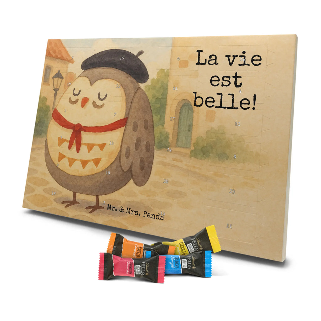Chocolate advent calendar Owl France Design gift ideas, birthday present, forest animal, bird, nocturnal, illustrated, romantic gift, owl decor, Say beautiful, Life is beautiful, France, Owls, Say French, Owl decoration