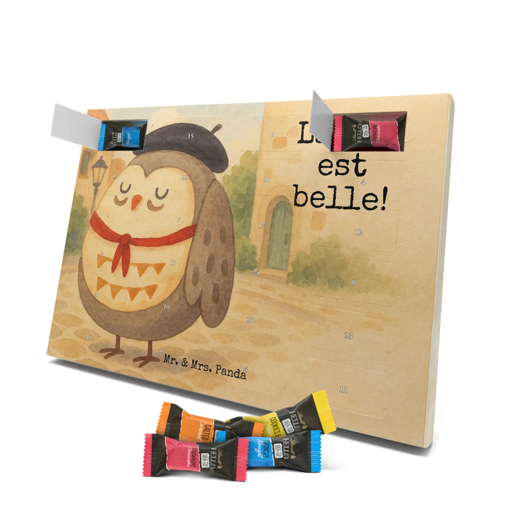 Chocolate advent calendar Owl France Design gift ideas, birthday present, forest animal, bird, nocturnal, illustrated, romantic gift, owl decor, Say beautiful, Life is beautiful, France, Owls, Say French, Owl decoration