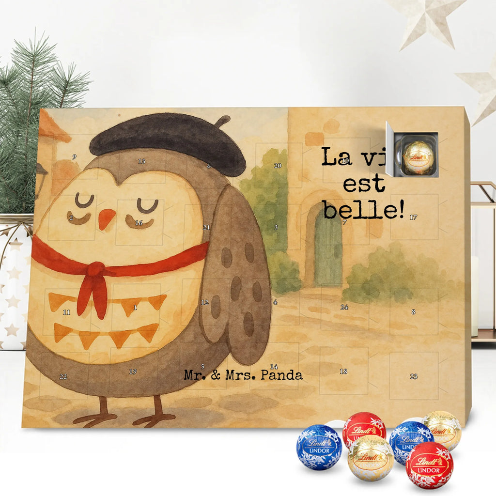 Chocolate advent calendar Owl France Design gift ideas, birthday present, forest animal, bird, nocturnal, illustrated, romantic gift, owl decor, Say beautiful, Life is beautiful, France, Owls, Say French, Owl decoration