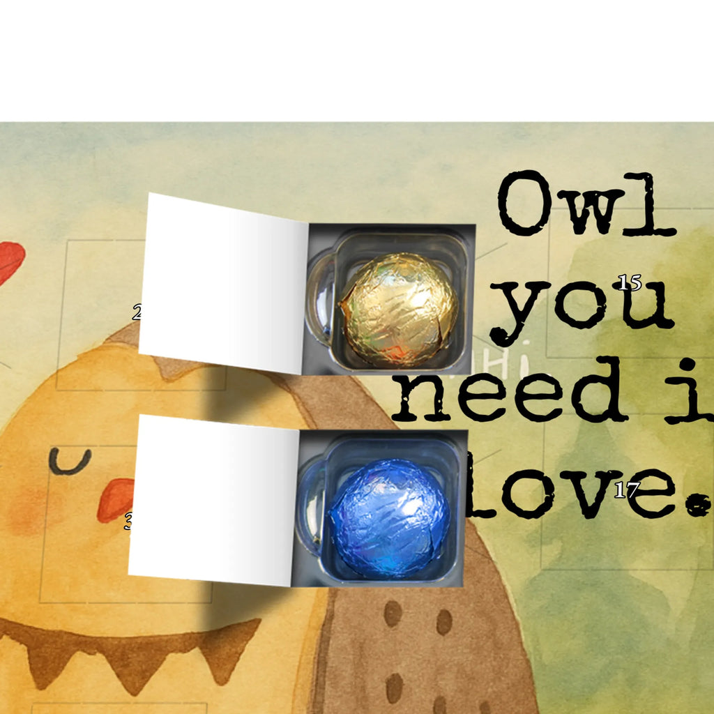 Chocolate advent calendar owls Love Design gift ideas, birthday present, forest animal, bird, nocturnal, illustrated, romantic gift, owl decor, Love saying, Wedding saying, Friend, Owl decoration, Girlfriend gift, Pun funny