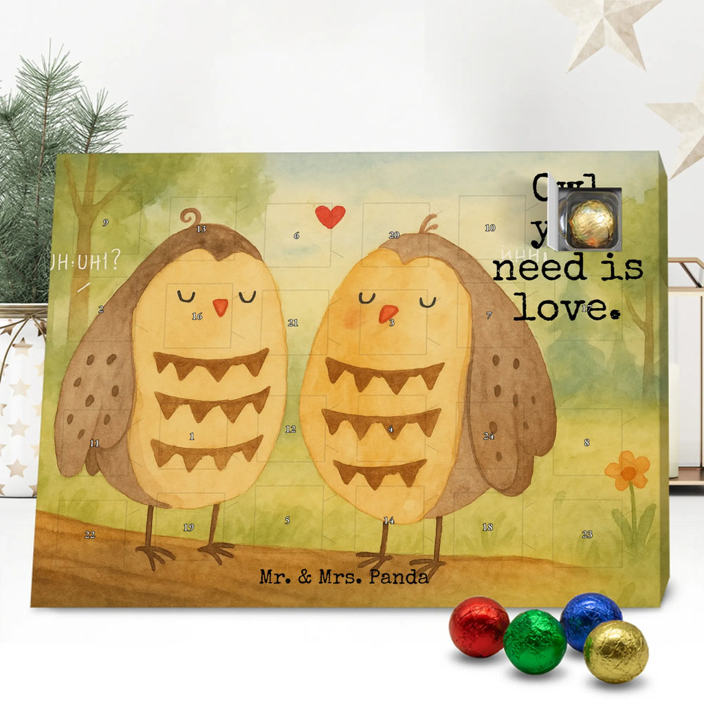 Chocolate advent calendar owls Love Design gift ideas, birthday present, forest animal, bird, nocturnal, illustrated, romantic gift, owl decor, Love saying, Wedding saying, Friend, Owl decoration, Girlfriend gift, Pun funny