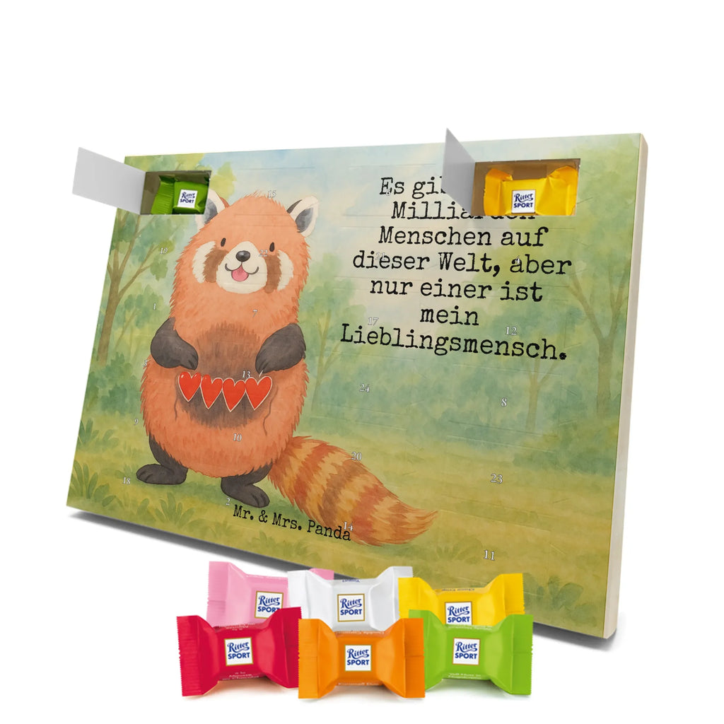 Chocolate advent calendar red panda Design card, gift ideas, gifts, small animals, cute, cute animal motives, hand drawn, funny sayings, good mood, special gifts, animal lover, darling, favourite person, red, heart