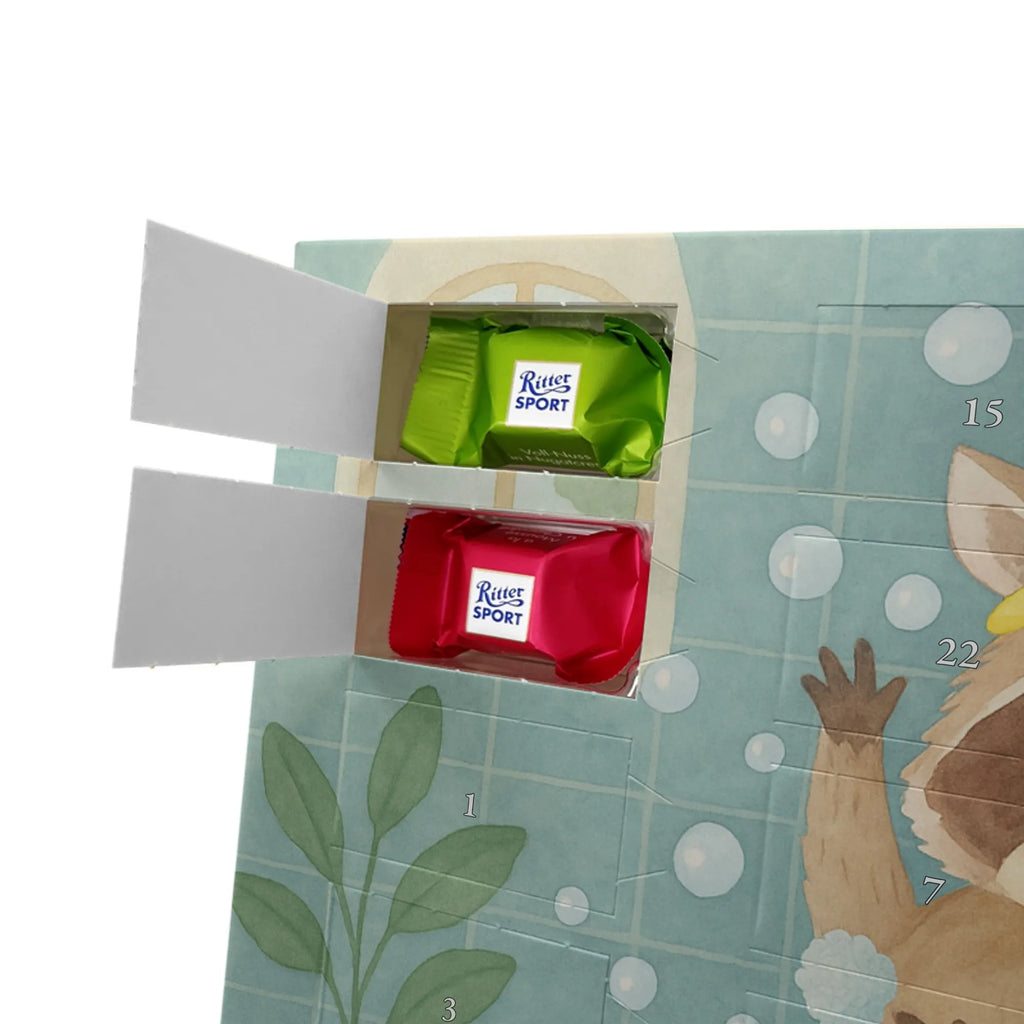 Chocolate advent calendar Raccoon Design card, gift ideas, gifts, small animals, cute, cute animal motives, hand drawn, funny sayings, good mood, special gifts, animal lover, daydreaming, raccoon, soap bubbles, wash