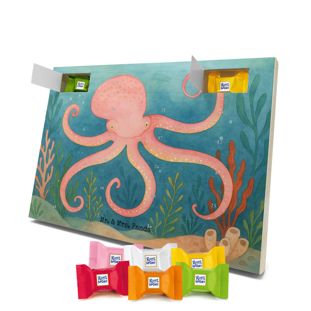 Chocolate advent calendar Squid Design card, gift ideas, gifts, small animals, cute, cute animal motives, hand drawn, funny sayings, good mood, special gifts, animal lover, ocean, water, octopus, arms, sea animal, squid