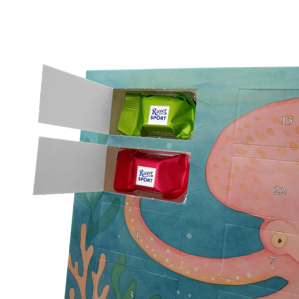 Chocolate advent calendar Squid Design card, gift ideas, gifts, small animals, cute, cute animal motives, hand drawn, funny sayings, good mood, special gifts, animal lover, ocean, water, octopus, arms, sea animal, squid