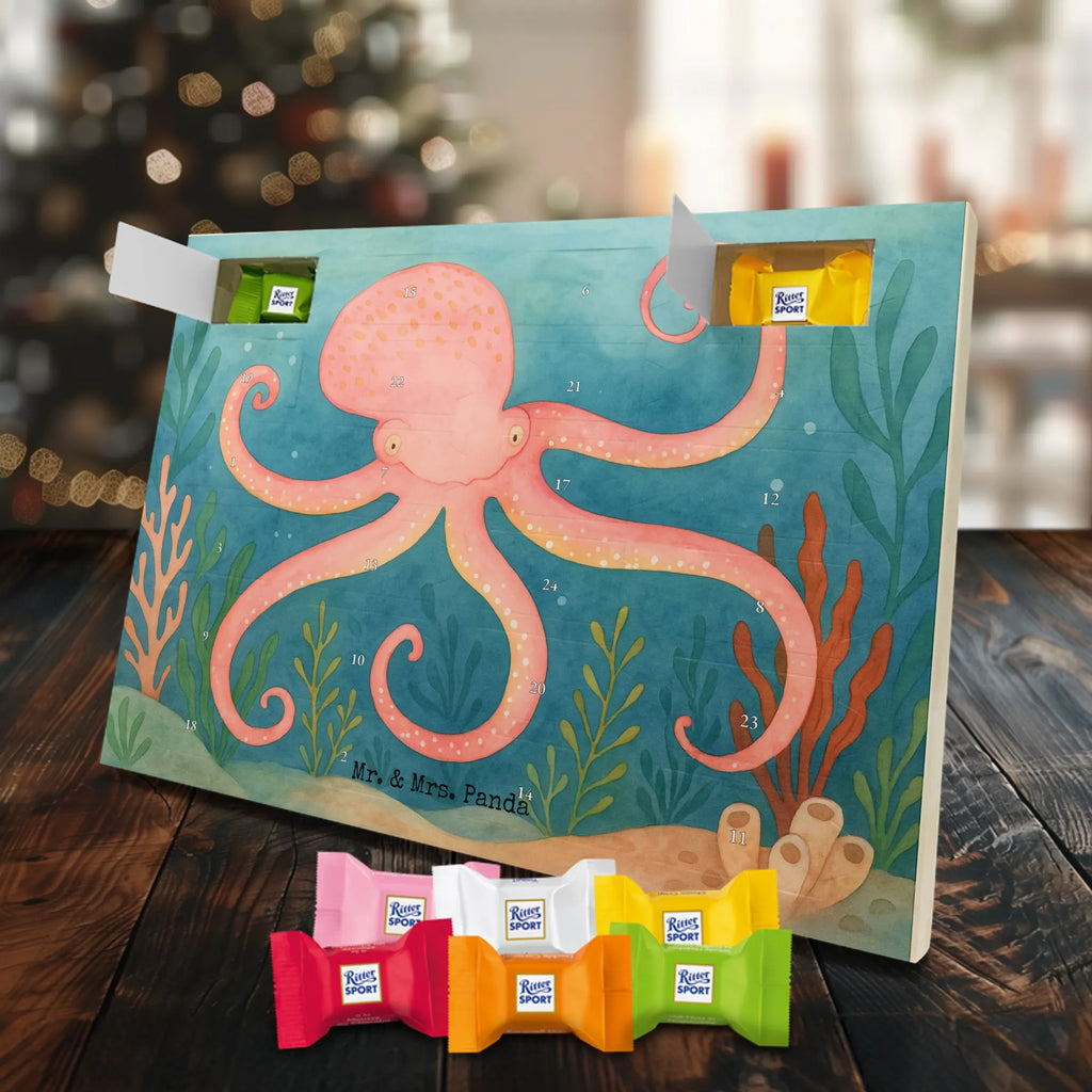Chocolate advent calendar Squid Design card, gift ideas, gifts, small animals, cute, cute animal motives, hand drawn, funny sayings, good mood, special gifts, animal lover, ocean, water, octopus, arms, sea animal, squid
