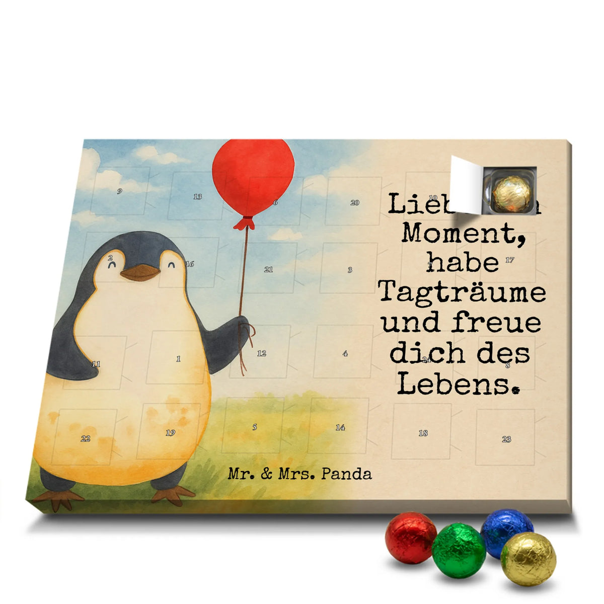 Chocolate advent calendar Penguin balloon Design North Pole, Penguins, gift idea, new life, new start, love of life, balloon, gift girlfriend, best friend, penguins