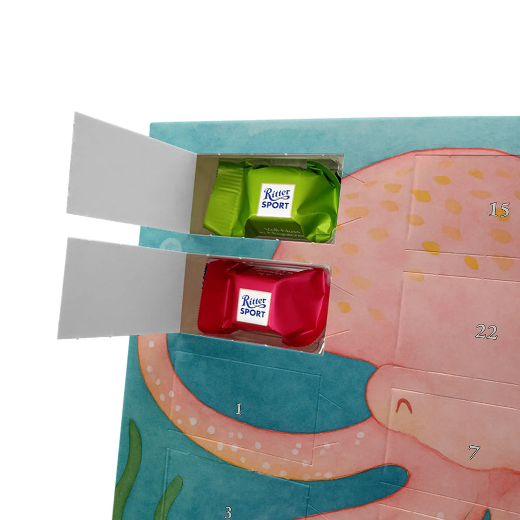 Chocolate advent calendar Squid Design card, gift ideas, gifts, small animals, cute, cute animal motives, hand drawn, funny sayings, good mood, special gifts, animal lover, ocean, water, octopus, arms, sea animal, squid