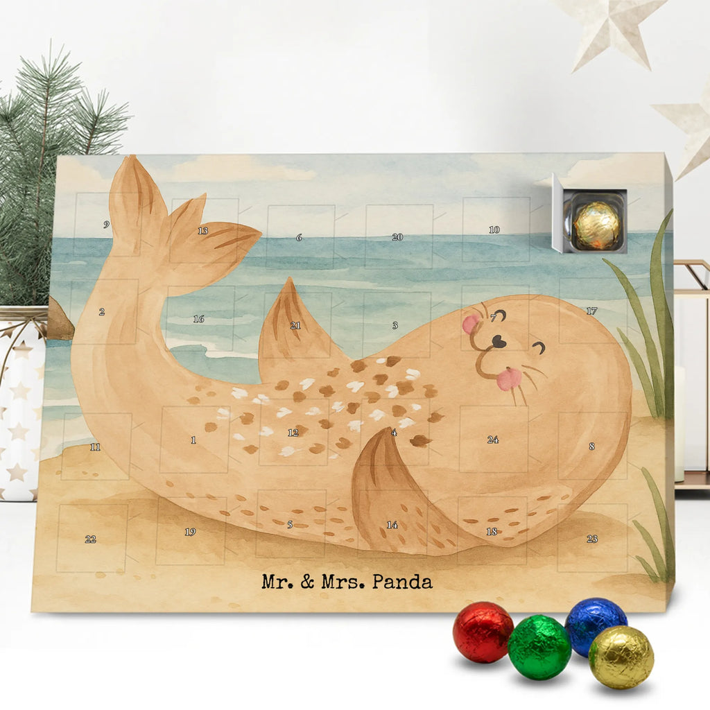 Chocolate advent calendar seal Lay Design card, gift ideas, gifts, small animals, cute, cute animal motives, hand drawn, funny sayings, good mood, special gifts, animal lover, Baltic Sea, seals, Seal, laughter, sea animal, North Sea, joy