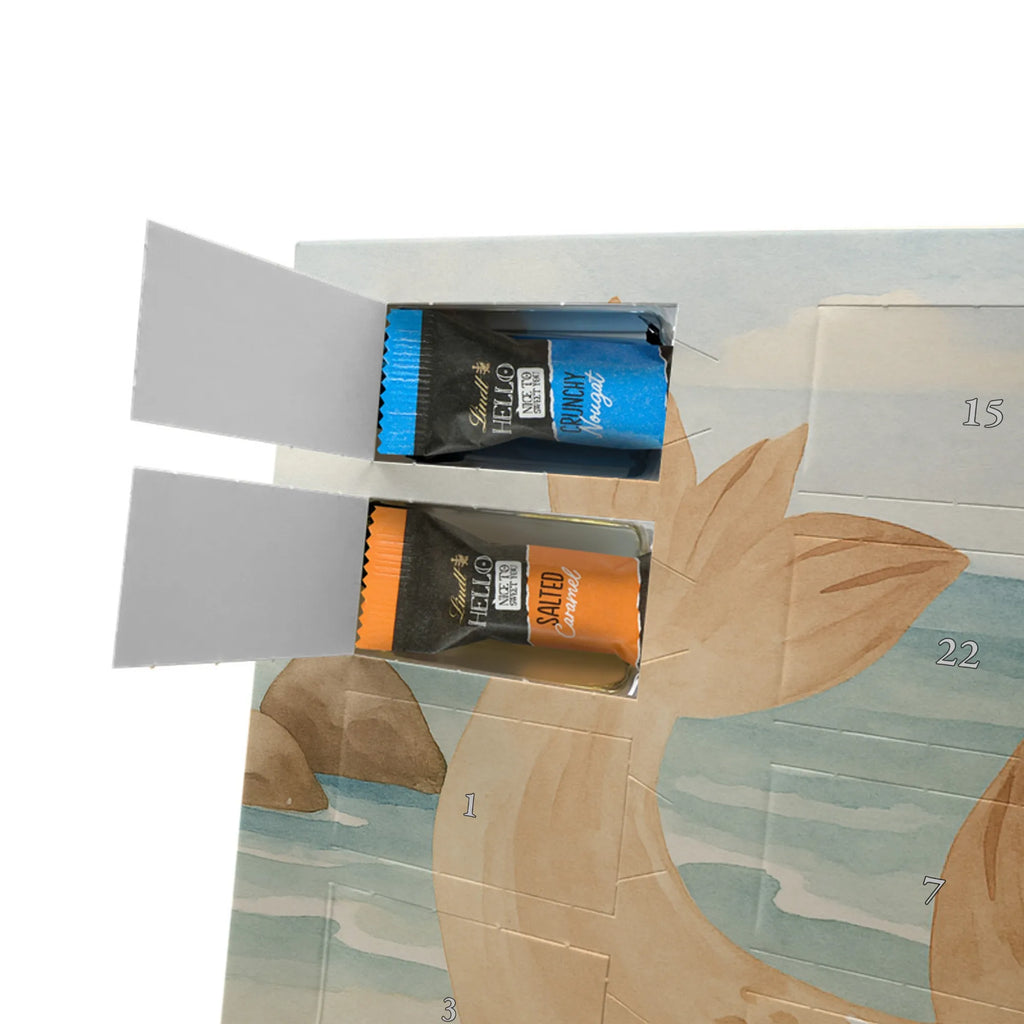 Chocolate advent calendar seal Lay Design card, gift ideas, gifts, small animals, cute, cute animal motives, hand drawn, funny sayings, good mood, special gifts, animal lover, Baltic Sea, seals, Seal, laughter, sea animal, North Sea, joy