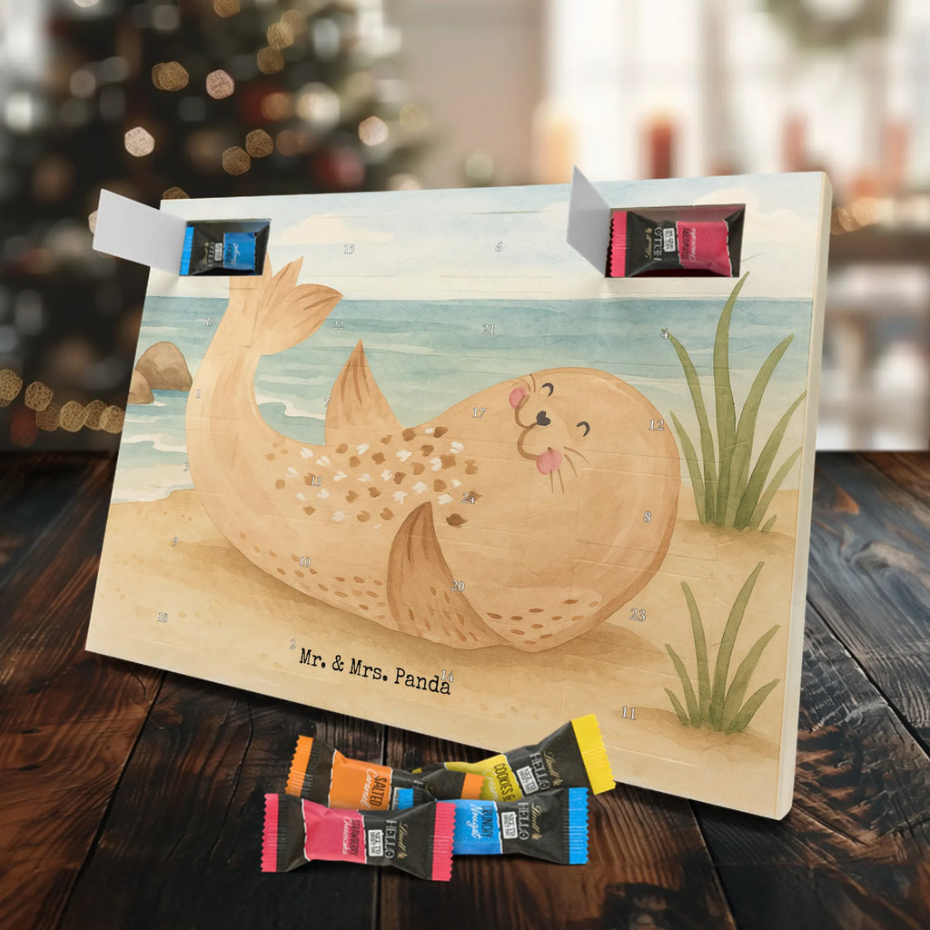 Chocolate advent calendar seal Lay Design card, gift ideas, gifts, small animals, cute, cute animal motives, hand drawn, funny sayings, good mood, special gifts, animal lover, Baltic Sea, seals, Seal, laughter, sea animal, North Sea, joy