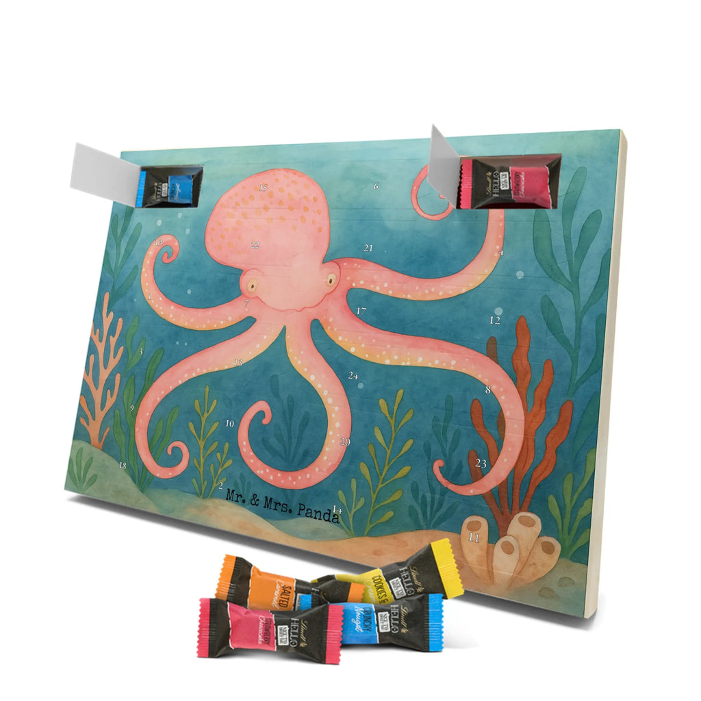 Chocolate advent calendar Squid Design card, gift ideas, gifts, small animals, cute, cute animal motives, hand drawn, funny sayings, good mood, special gifts, animal lover, ocean, water, octopus, arms, sea animal, squid