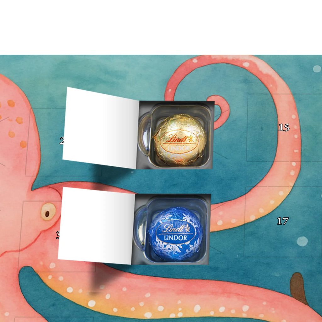 Chocolate advent calendar Squid Design card, gift ideas, gifts, small animals, cute, cute animal motives, hand drawn, funny sayings, good mood, special gifts, animal lover, ocean, water, octopus, arms, sea animal, squid