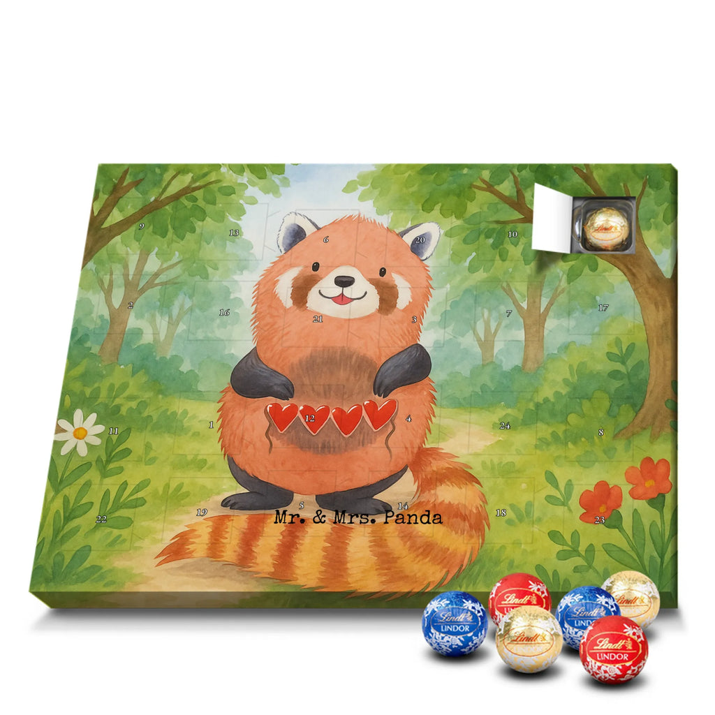 Chocolate advent calendar red panda Design card, gift ideas, gifts, small animals, cute, cute animal motives, hand drawn, funny sayings, good mood, special gifts, animal lover, darling, favourite person, red, heart