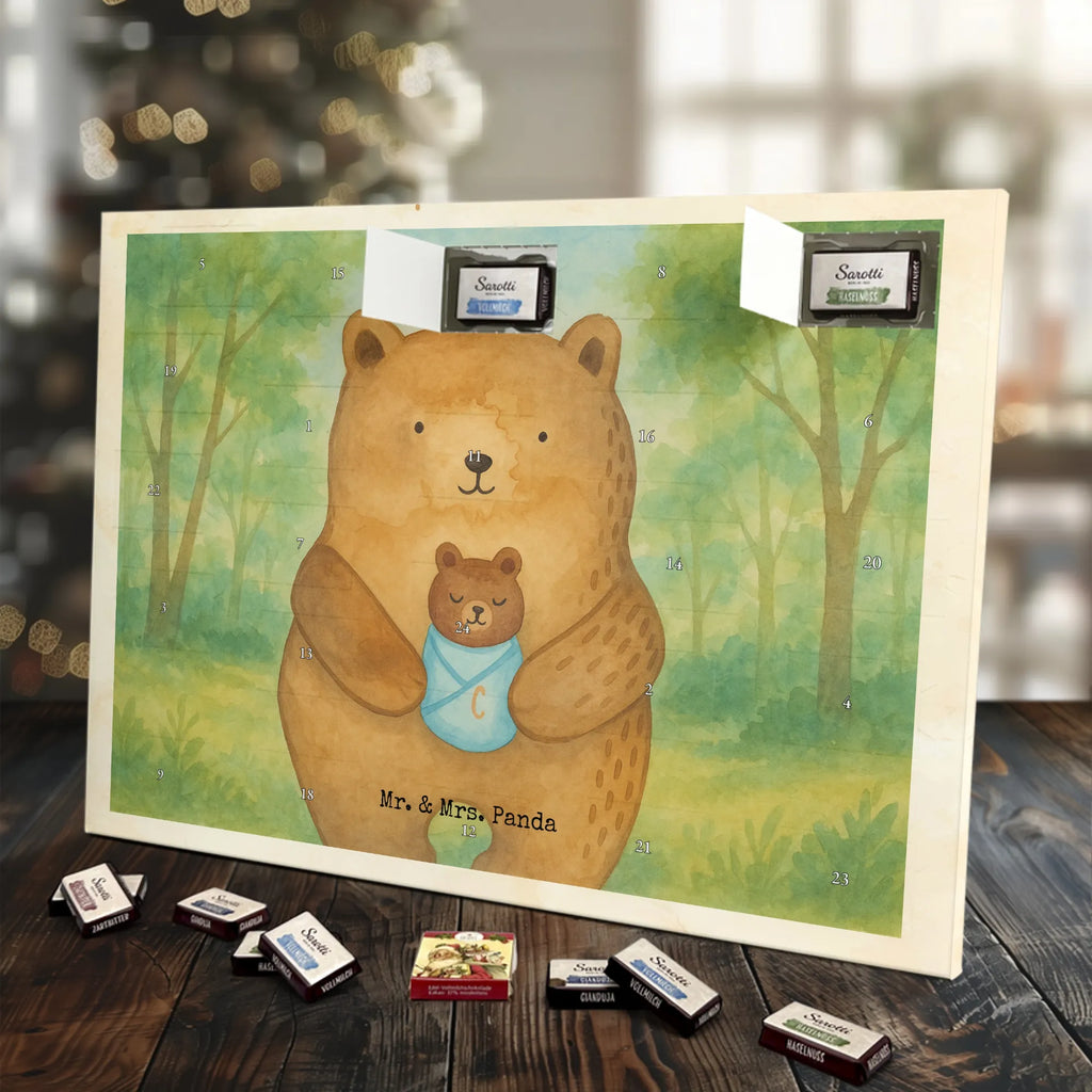 Chocolate advent calendar bear infant Design teddy bear, cuddly toy, grandchild, baptism, baptized child, nephew, birth, mother, birthday, parents, grandson, congratulations, niece
