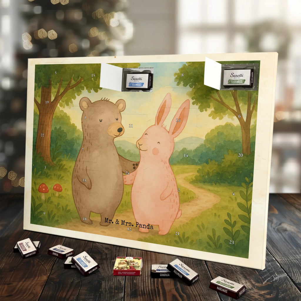 Chocolate advent calendar bear and rabbit Embrace Design Loving, Two, Together, Marriage, Proposal of marriage, Love gift, gift for her, gift for him, anniversary gift, friends, best friend, rabbit