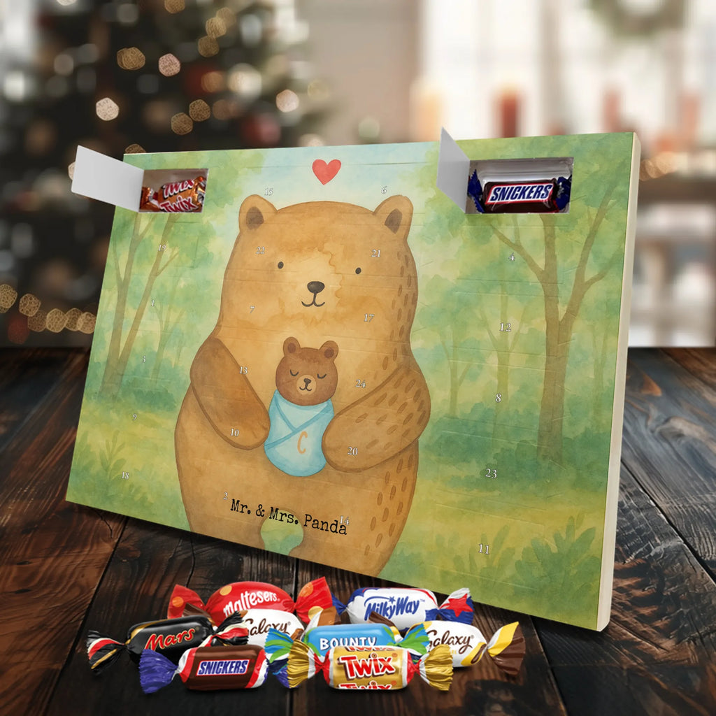 Chocolate advent calendar bear infant Design teddy bear, cuddly toy, grandchild, baptism, baptized child, nephew, birth, mother, birthday, parents, grandson, congratulations, niece