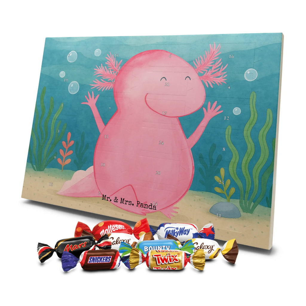Chocolate advent calendar axolotl Hooray Design Axelotl, marine animals, Mexican walking fish, salamander, fun, joy, cheerful, satisfaction, tail, amphibian