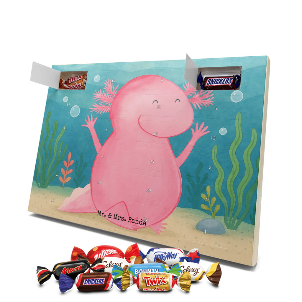 Chocolate advent calendar axolotl Hooray Design Axelotl, marine animals, Mexican walking fish, salamander, fun, joy, cheerful, satisfaction, tail, amphibian