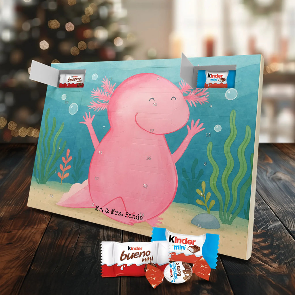 Chocolate advent calendar axolotl Hooray Design Axelotl, marine animals, Mexican walking fish, salamander, fun, joy, cheerful, satisfaction, tail, amphibian