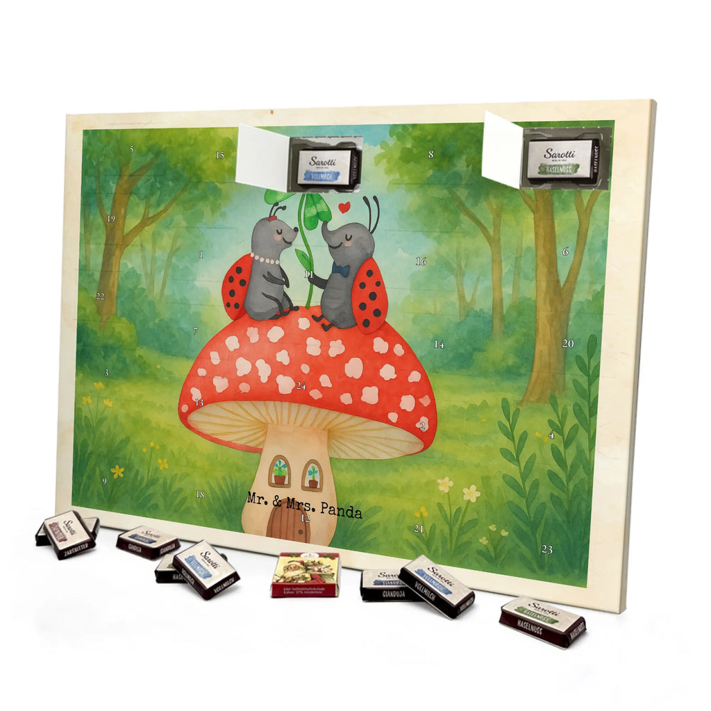 Chocolate advent calendar ladybug toadstool Design card, gift ideas, gifts, small animals, cute, cute animal motives, hand drawn, funny sayings, good mood, special gifts, animal lover, house of fleshy fungi, flat, toadstool, ladybird, at home