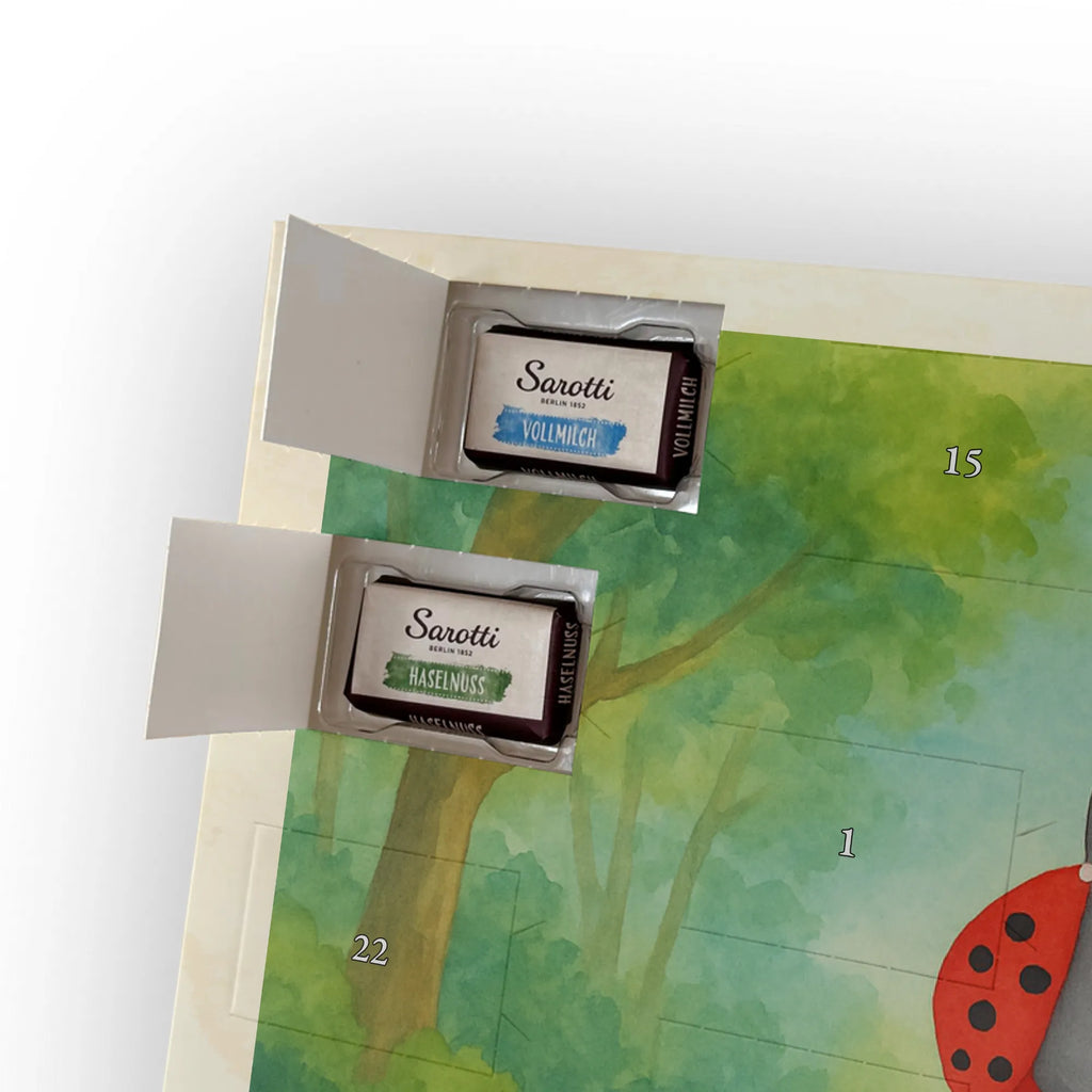 Chocolate advent calendar ladybug toadstool Design card, gift ideas, gifts, small animals, cute, cute animal motives, hand drawn, funny sayings, good mood, special gifts, animal lover, house of fleshy fungi, flat, toadstool, ladybird, at home