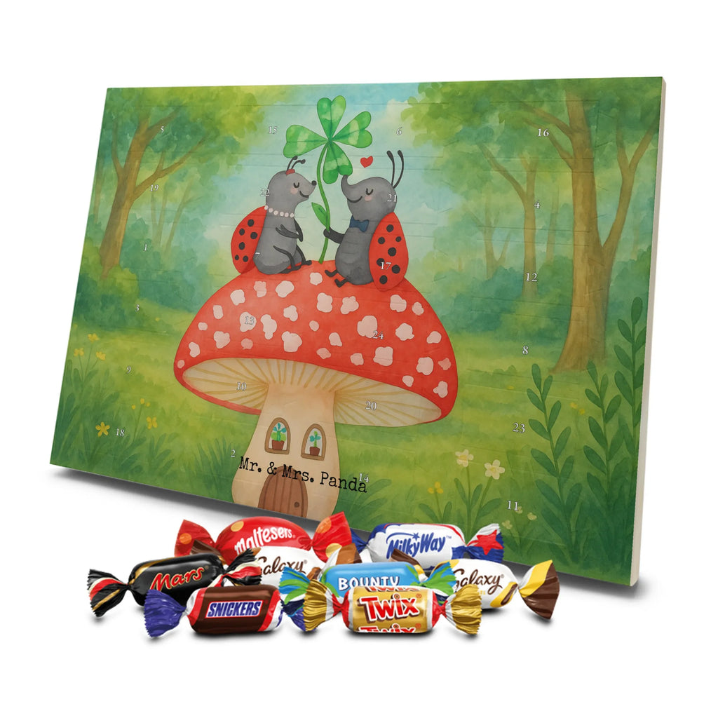 Chocolate advent calendar ladybug toadstool Design card, gift ideas, gifts, small animals, cute, cute animal motives, hand drawn, funny sayings, good mood, special gifts, animal lover, house of fleshy fungi, flat, toadstool, ladybird, at home