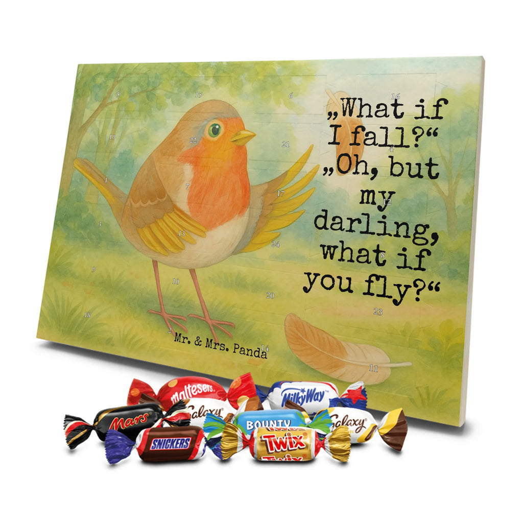 Chocolate advent calendar robin feathers Design card, gift ideas, gifts, small animals, cute, cute animal motives, hand drawn, funny sayings, good mood, special gifts, animal lover, bird, slogan courage, flying, motivation pictures, robin, motivation slogans, slogan motivation