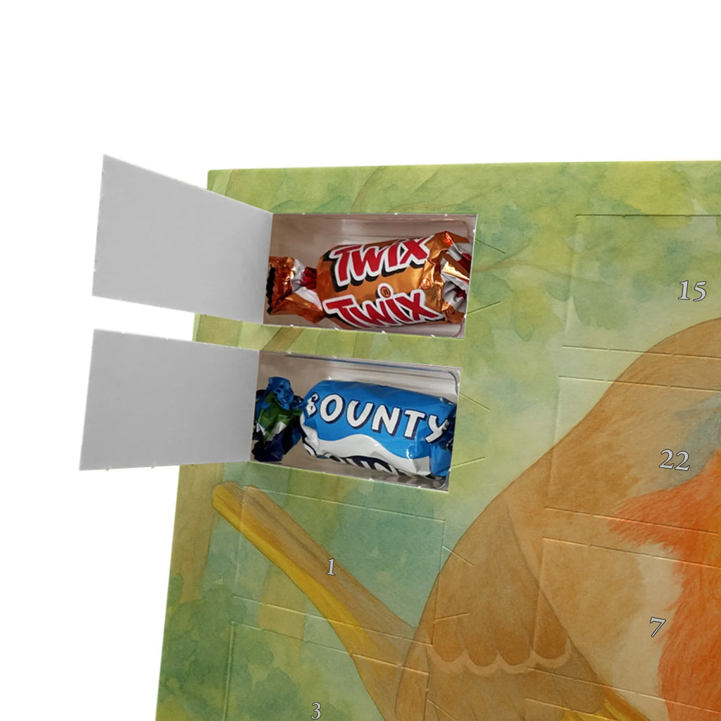 Chocolate advent calendar robin feathers Design card, gift ideas, gifts, small animals, cute, cute animal motives, hand drawn, funny sayings, good mood, special gifts, animal lover, bird, slogan courage, flying, motivation pictures, robin, motivation slogans, slogan motivation