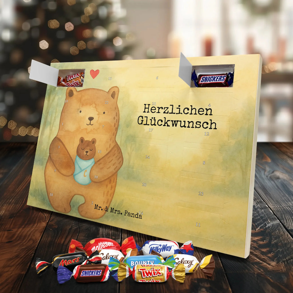 Chocolate advent calendar bear infant Design teddy bear, cuddly toy, grandchild, baptism, baptized child, nephew, birth, mother, birthday, parents, grandson, congratulations, niece