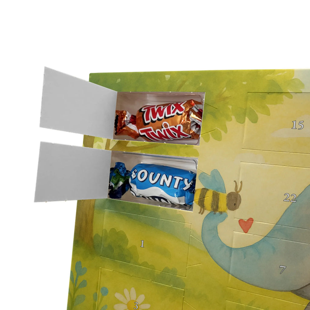 Chocolate advent calendar elephant bee Design card, gift ideas, gifts, small animals, cute, cute animal motives, hand drawn, funny sayings, good mood, special gifts, animal lover, anniversary, wedding gift, proof of love, marriage proposal, love saying, elephant, love gift