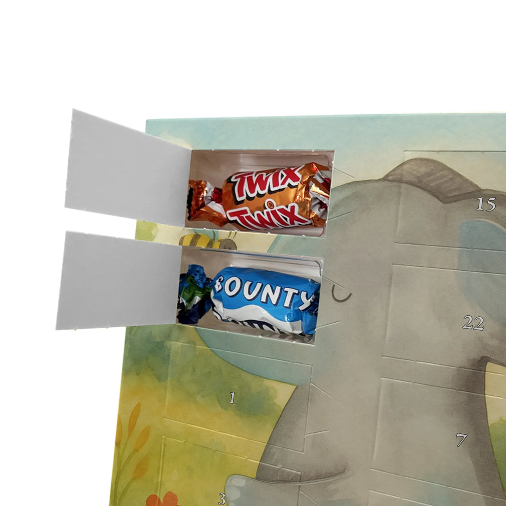 Chocolate advent calendar elephant bee Design card, gift ideas, gifts, small animals, cute, cute animal motives, hand drawn, funny sayings, good mood, special gifts, animal lover, anniversary, wedding gift, proof of love, marriage proposal, love saying, elephant, love gift