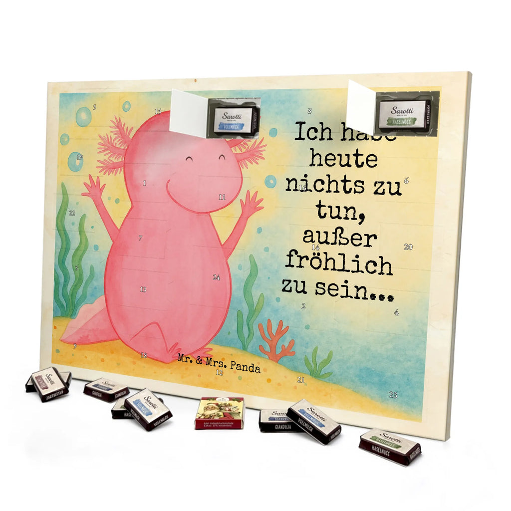 Chocolate advent calendar axolotl Hooray Design Axelotl, marine animals, Mexican walking fish, salamander, fun, joy, cheerful, satisfaction, tail, amphibian