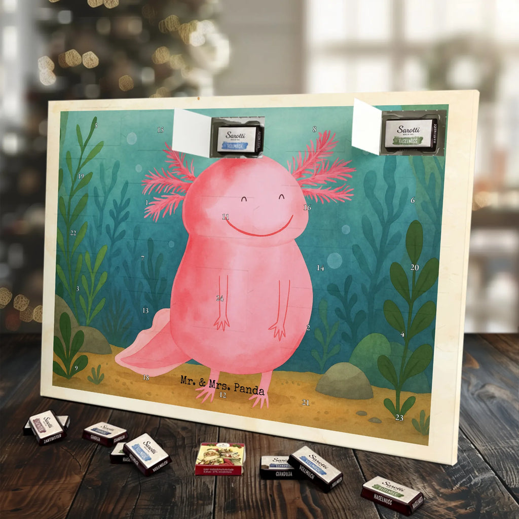 Chocolate advent calendar axolotl Happy Design Axelotl, marine animals, Mexican walking fish, salamander, good mood, tail, amphibian