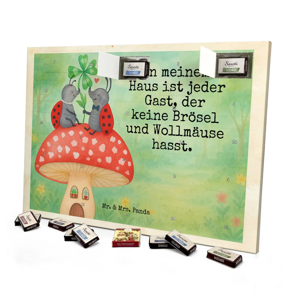Chocolate advent calendar ladybug toadstool Design card, gift ideas, gifts, small animals, cute, cute animal motives, hand drawn, funny sayings, good mood, special gifts, animal lover, house of fleshy fungi, flat, toadstool, ladybird, at home