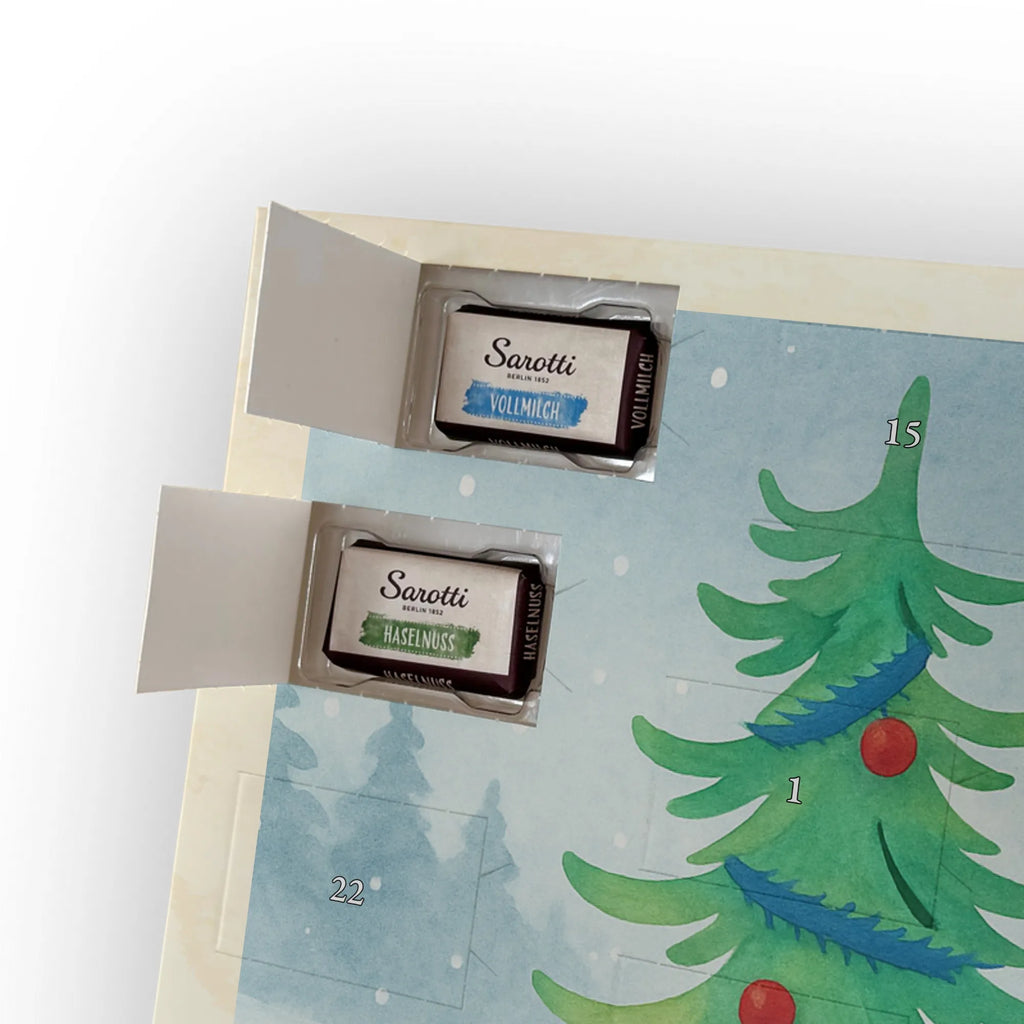 Chocolate advent calendar penguin Christmas tree Design Christmas time, snow