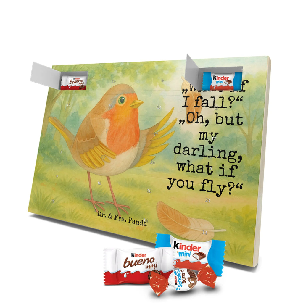 Chocolate advent calendar robin feathers Design card, gift ideas, gifts, small animals, cute, cute animal motives, hand drawn, funny sayings, good mood, special gifts, animal lover, bird, slogan courage, flying, motivation pictures, robin, motivation slogans, slogan motivation