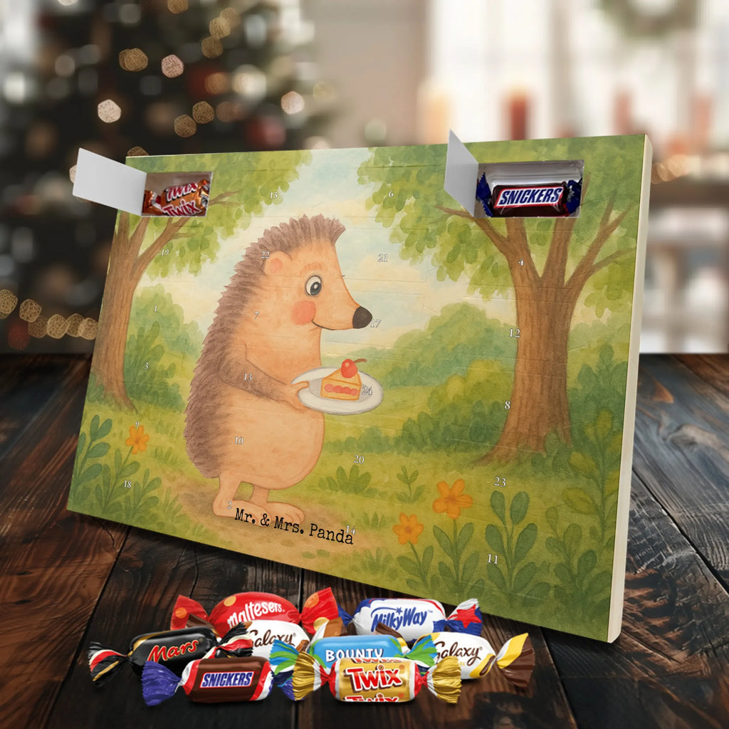 Chocolate advent calendar Hedgehog piece of cake Design card, gift ideas, gifts, small animals, cute, cute animal motives, hand drawn, funny sayings, good mood, special gifts, animal lover, baking gift, food saying, bake cake, birthday cake, invitation party, cake