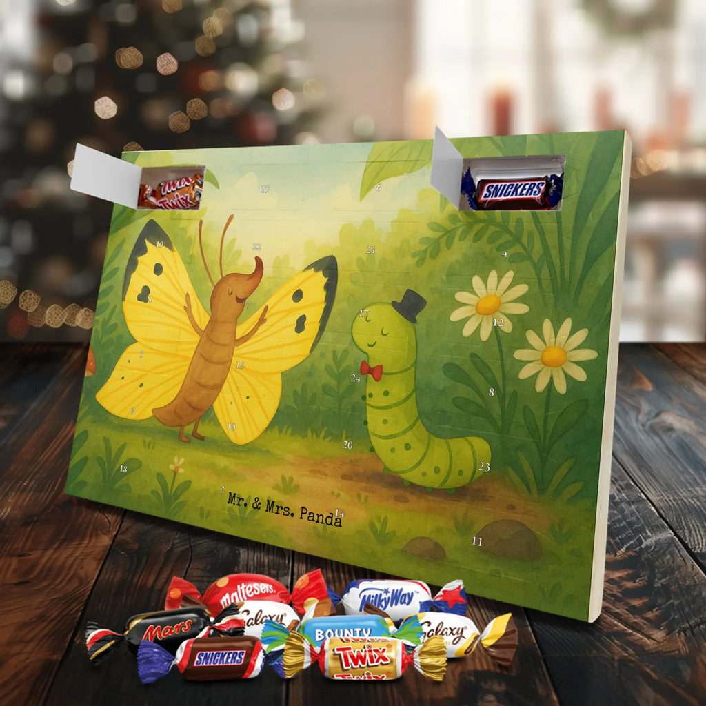 Chocolate advent calendar Caterpillar butterfly Design card, gift ideas, gifts, small animals, cute, cute animal motives, hand drawn, funny sayings, good mood, special gifts, animal lover, development, Caterpillar, butterfly, lemon butterfly, growing up, cocoon, hat, beauty