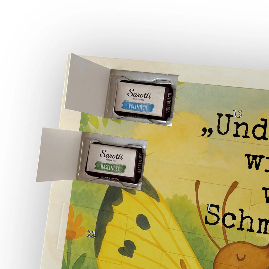 Chocolate advent calendar Caterpillar butterfly Design card, gift ideas, gifts, small animals, cute, cute animal motives, hand drawn, funny sayings, good mood, special gifts, animal lover, development, Caterpillar, butterfly, lemon butterfly, growing up, cocoon, hat, beauty