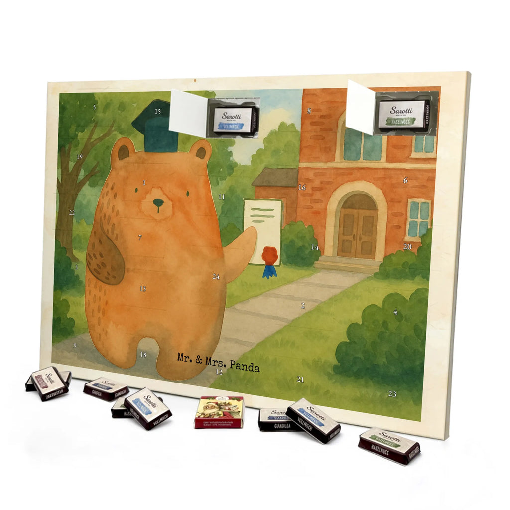 Chocolate advent calendar bear Test Design teddy bear, cuddly toy, diploma, degree, certificate, examinations, examination passed