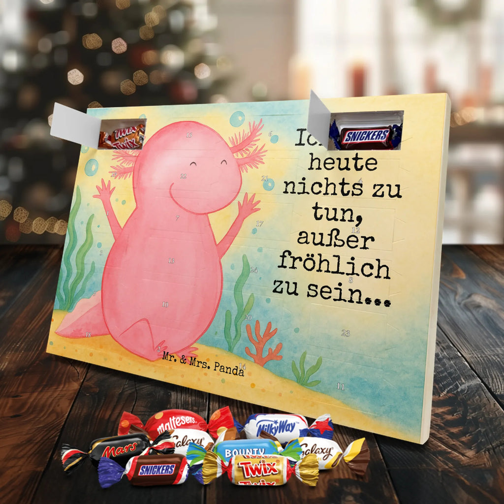 Chocolate advent calendar axolotl Hooray Design Axelotl, marine animals, Mexican walking fish, salamander, fun, joy, cheerful, satisfaction, tail, amphibian