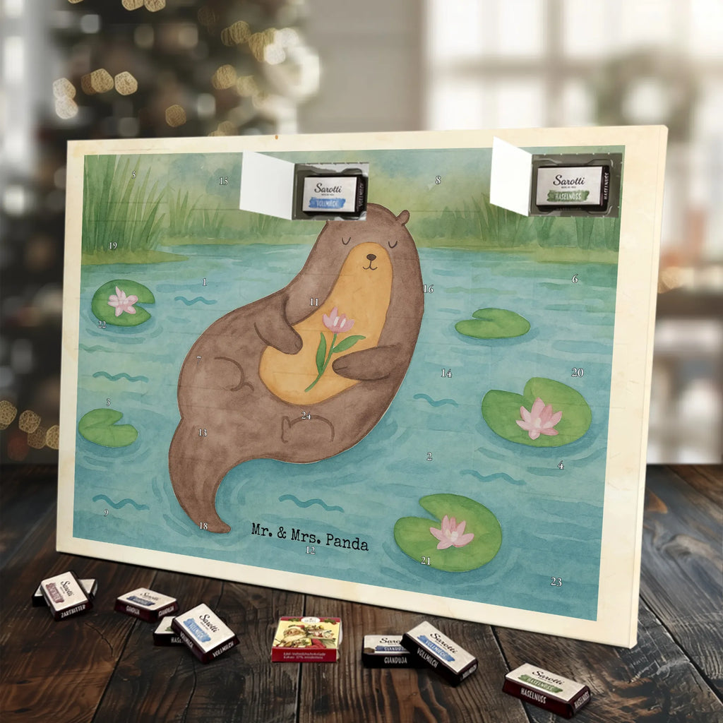 Chocolate advent calendar otter Water Lily Design animal lover, marten, sea otter, European otter, water mammal, aquatic animal, baby otter, predator, water, otter gifts, gift ideas for animal lovers, animal, mammal, water animal, gifts for people in love