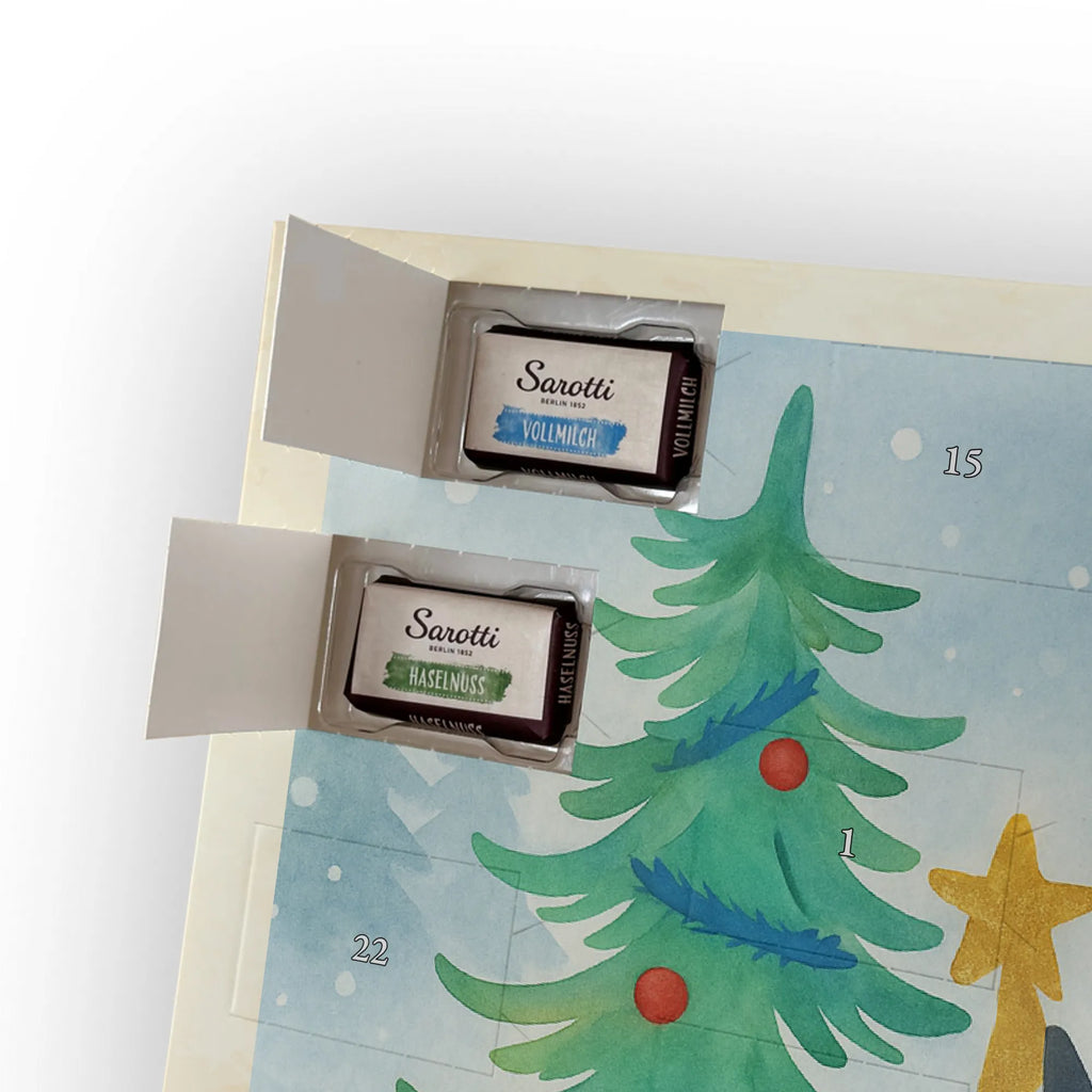 Chocolate advent calendar penguin Christmas tree Design Christmas time, snow