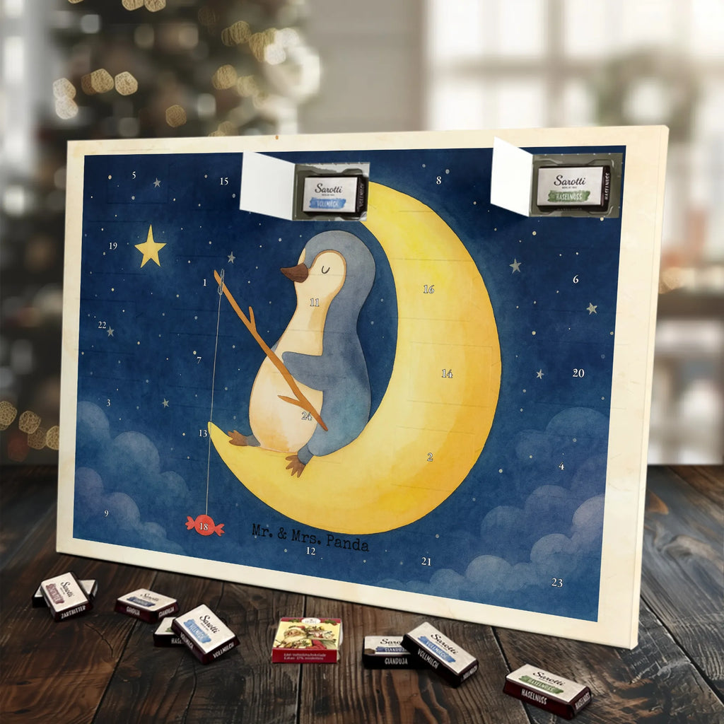 Chocolate advent calendar Penguin moon Design North Pole, Penguins, falling asleep, night's rest, penguins, guest room, bedroom, saying, insomnia, sleep