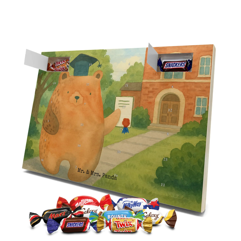 Chocolate advent calendar bear Test Design teddy bear, cuddly toy, diploma, degree, certificate, examinations, examination passed